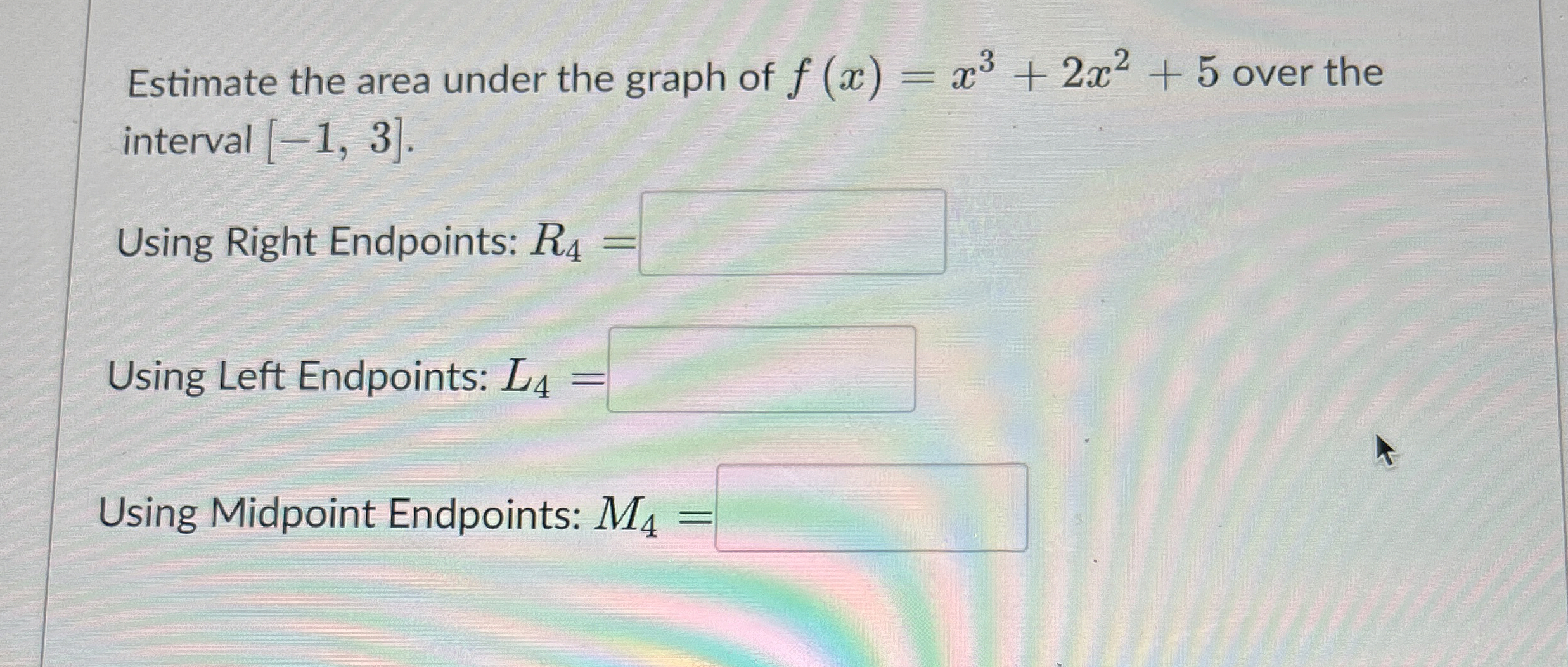 Estimate the area under the graph of f ( x ) = x