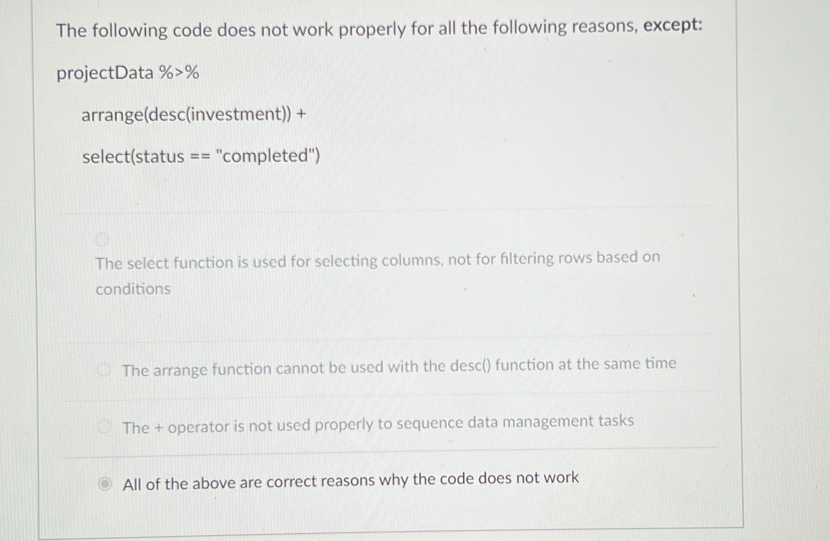 The following code does not work properly for all