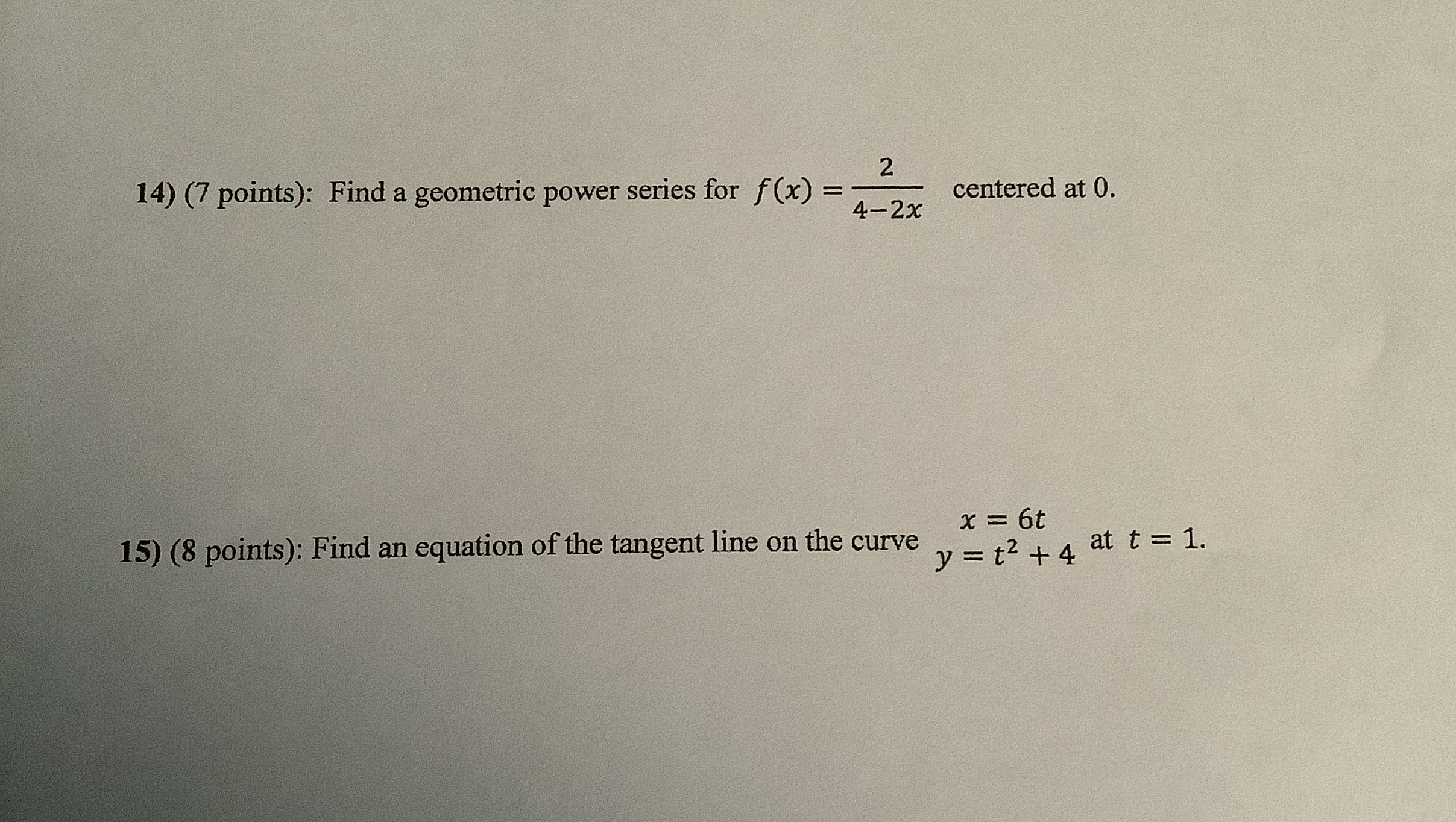 points ) : Find a geometric power series for f (