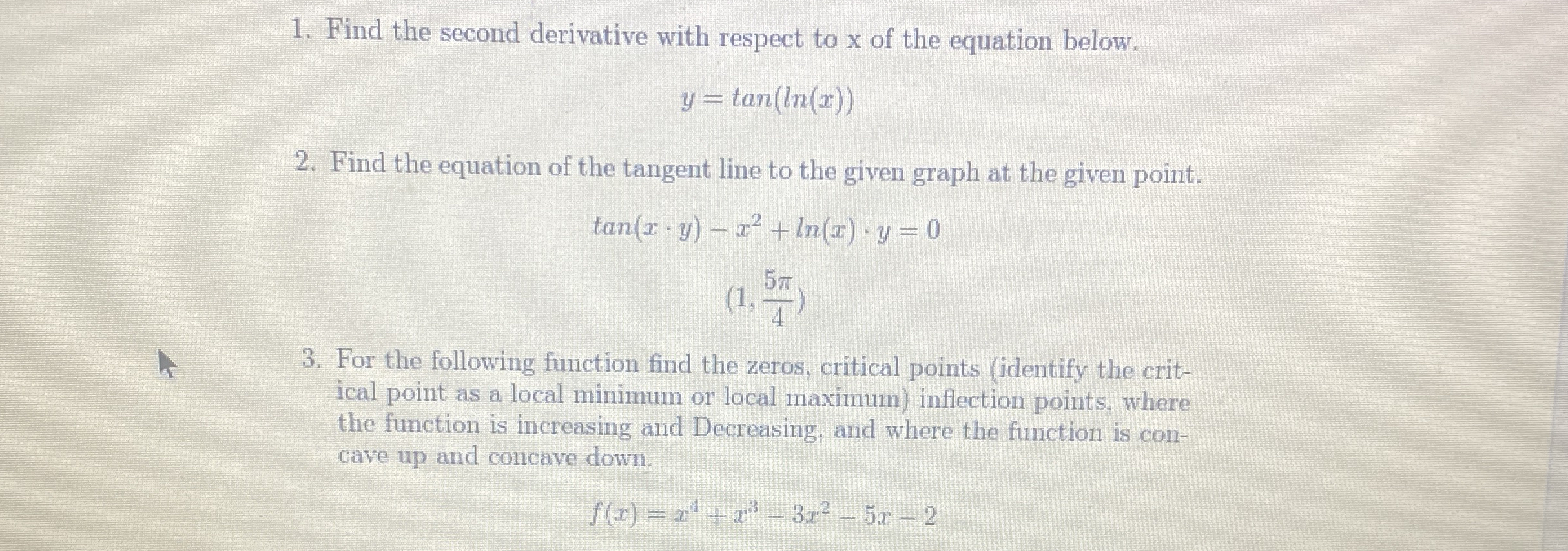 Find the second derivative with respect to x of