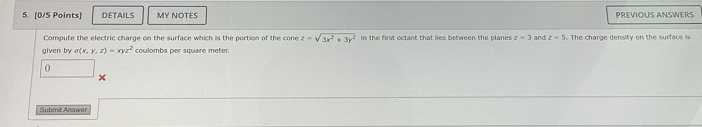 [ 0 / 5 Points ] Compute the electric charge on