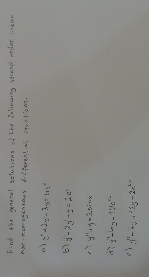 Find the general solutions of the following