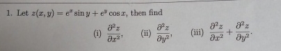 Let z ( x , y ) = e x s i n y + e y c o s x ,