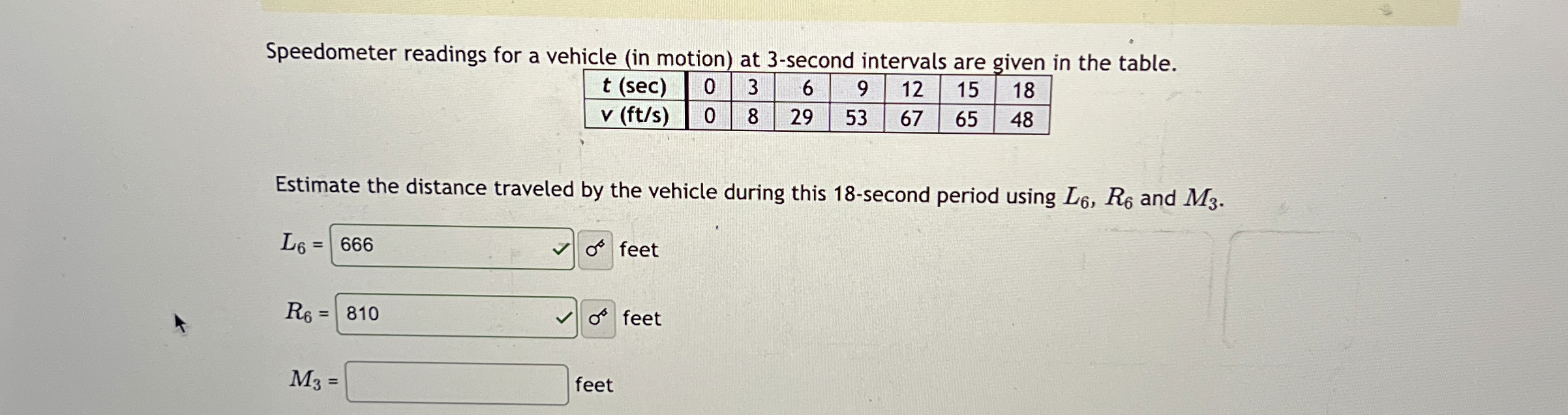 Speedometer readings for a vehicle ( in motion )