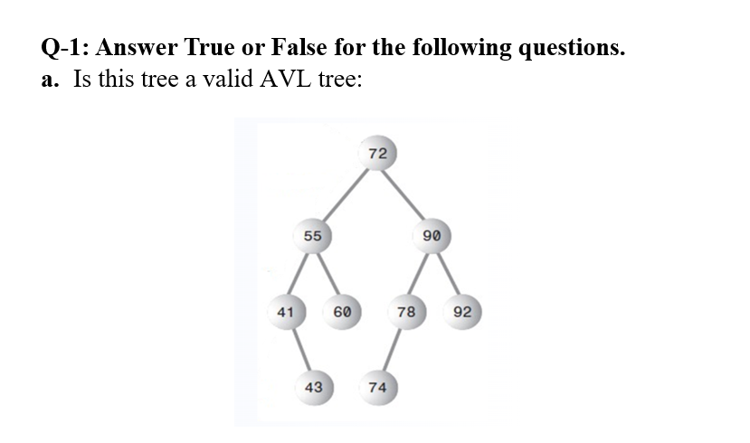 Q - 1 : Answer True or False for the following