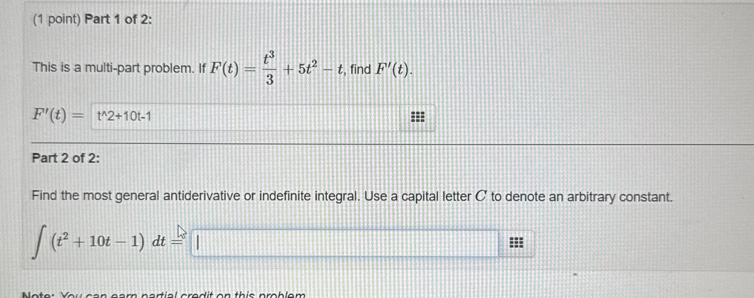 ( 1 point ) Part 1 of 2 : This is a multi - part