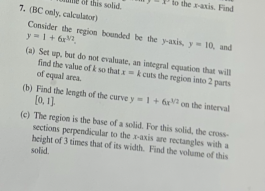 ( BC only, calculator ) Consider the region