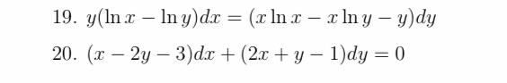 2 0 ) ( x - 2 y - 3 ) d x + ( 2 x + y - 1 ) d y =