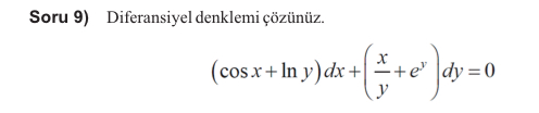 Soru 9 ) Diferansiyel denklemi z n z . ( c o s x