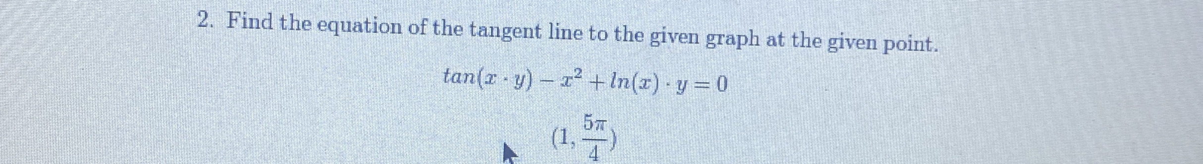 Find the equation of the tangent line to the