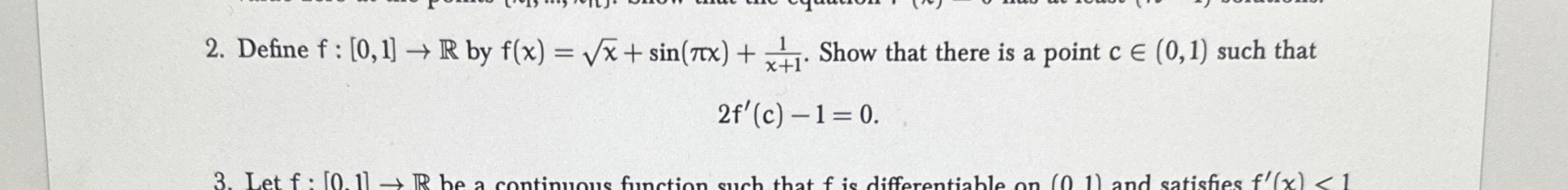Define f : [ 0 , 1 ] R by f ( x ) = x 2 + s i n (