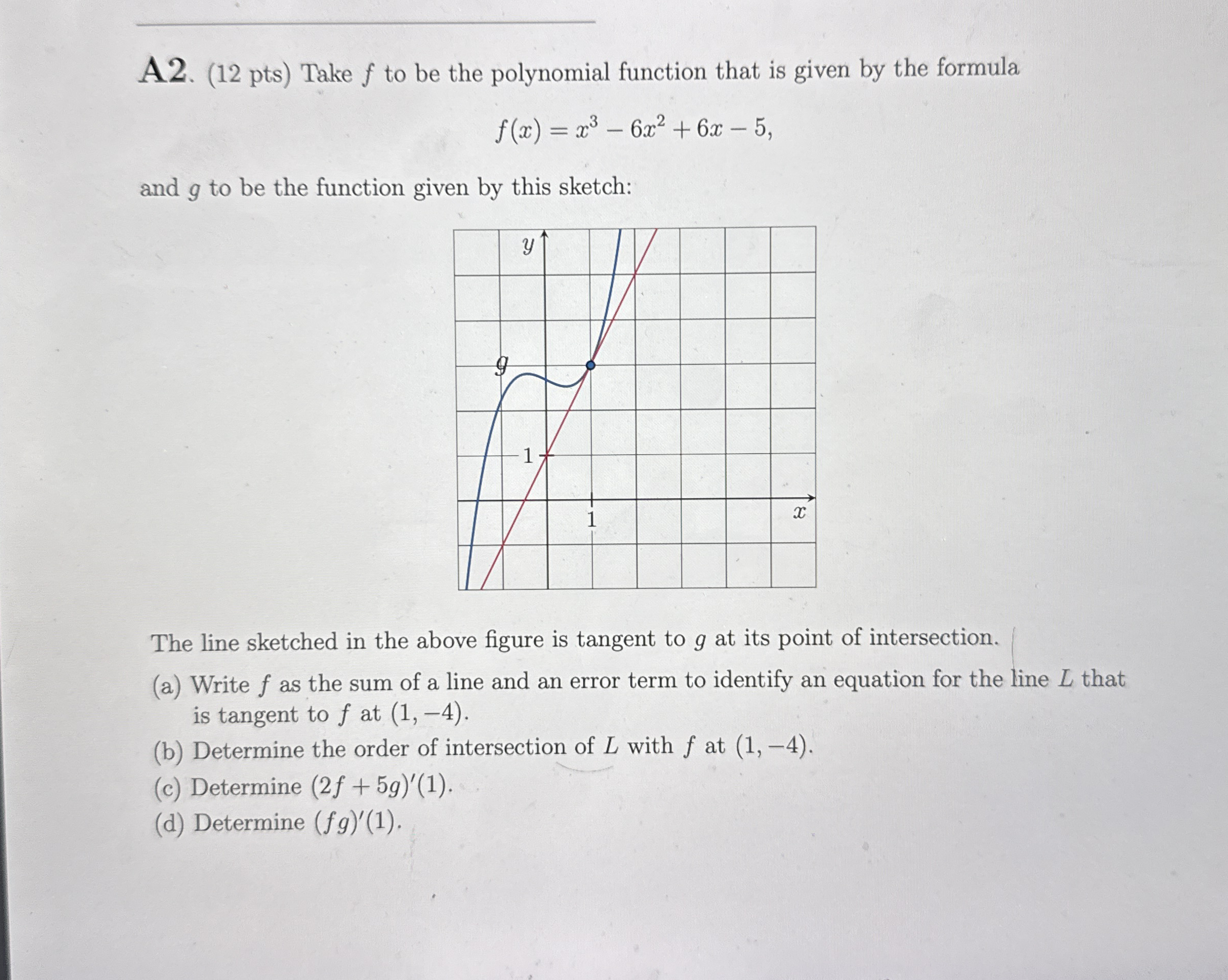 A 2 . ( 1 2 pts ) Take f to be the polynomial