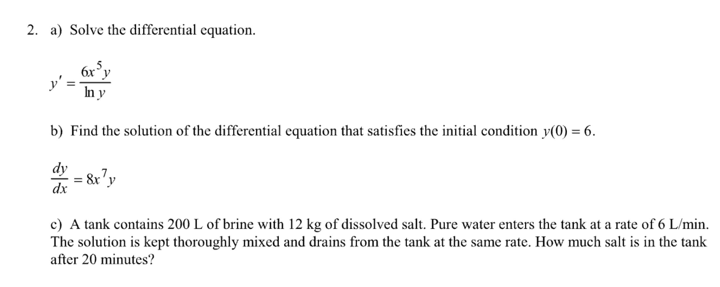 a ) Solve the differential equation. y ' = 6 x 5