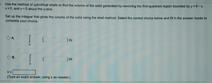 Use the method of cylindrical shells to find the