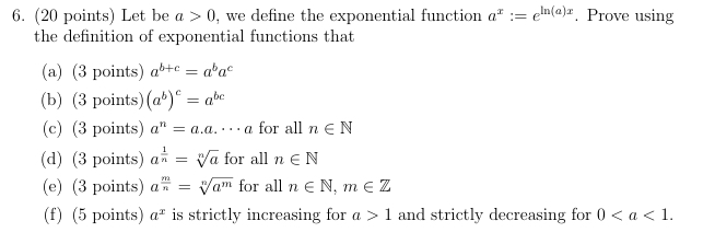 How to solve ( 2 0 points ) Let be a > 0 , we