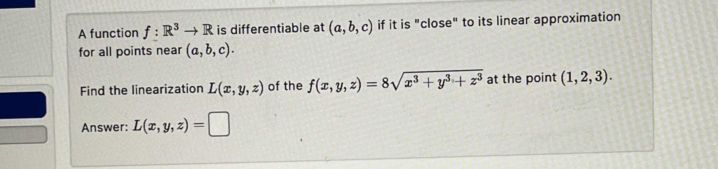 A function f : R 3 R is differentiable at ( a , b