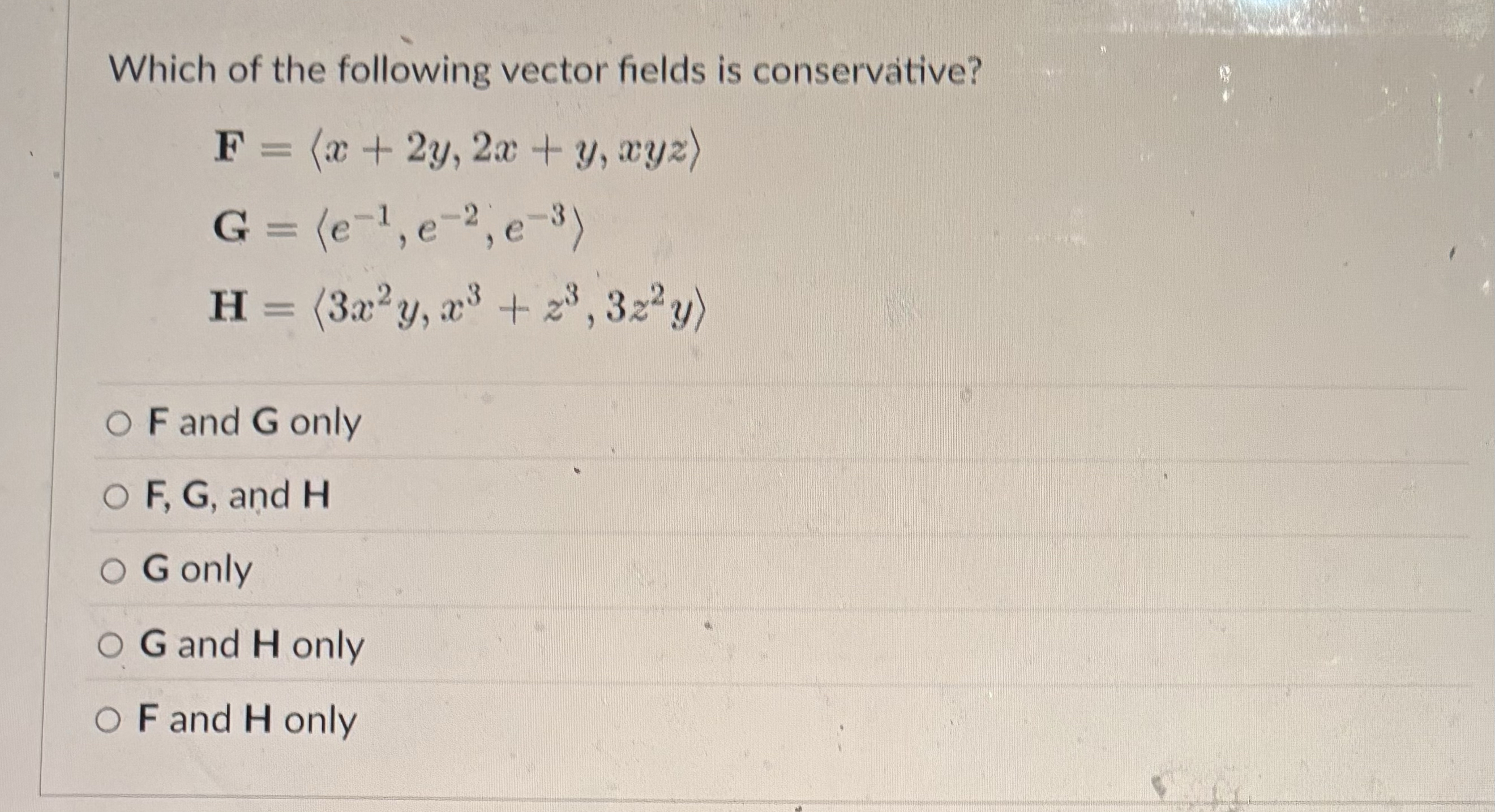 Which of the following vector fields is