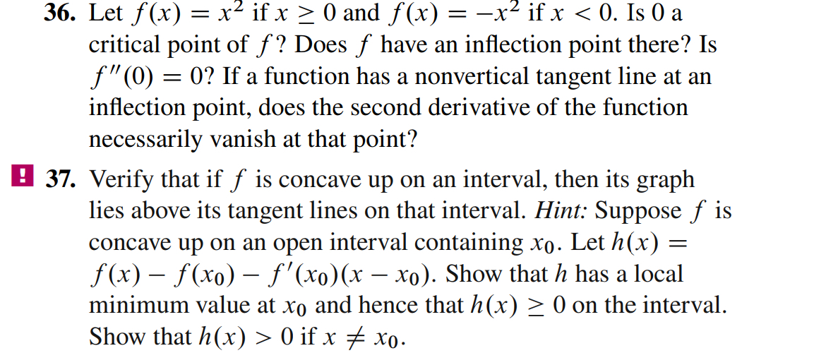 Let f ( x ) = x 2 if x 0 and f ( x ) = - x 2 if x