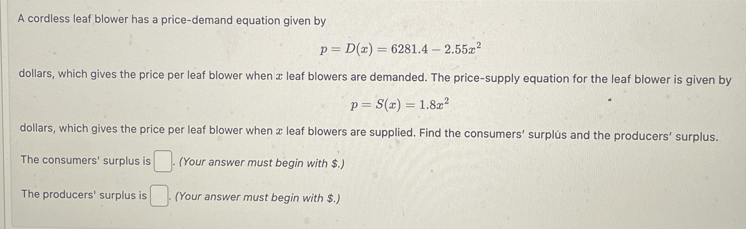 A cordless leaf blower has a price - demand