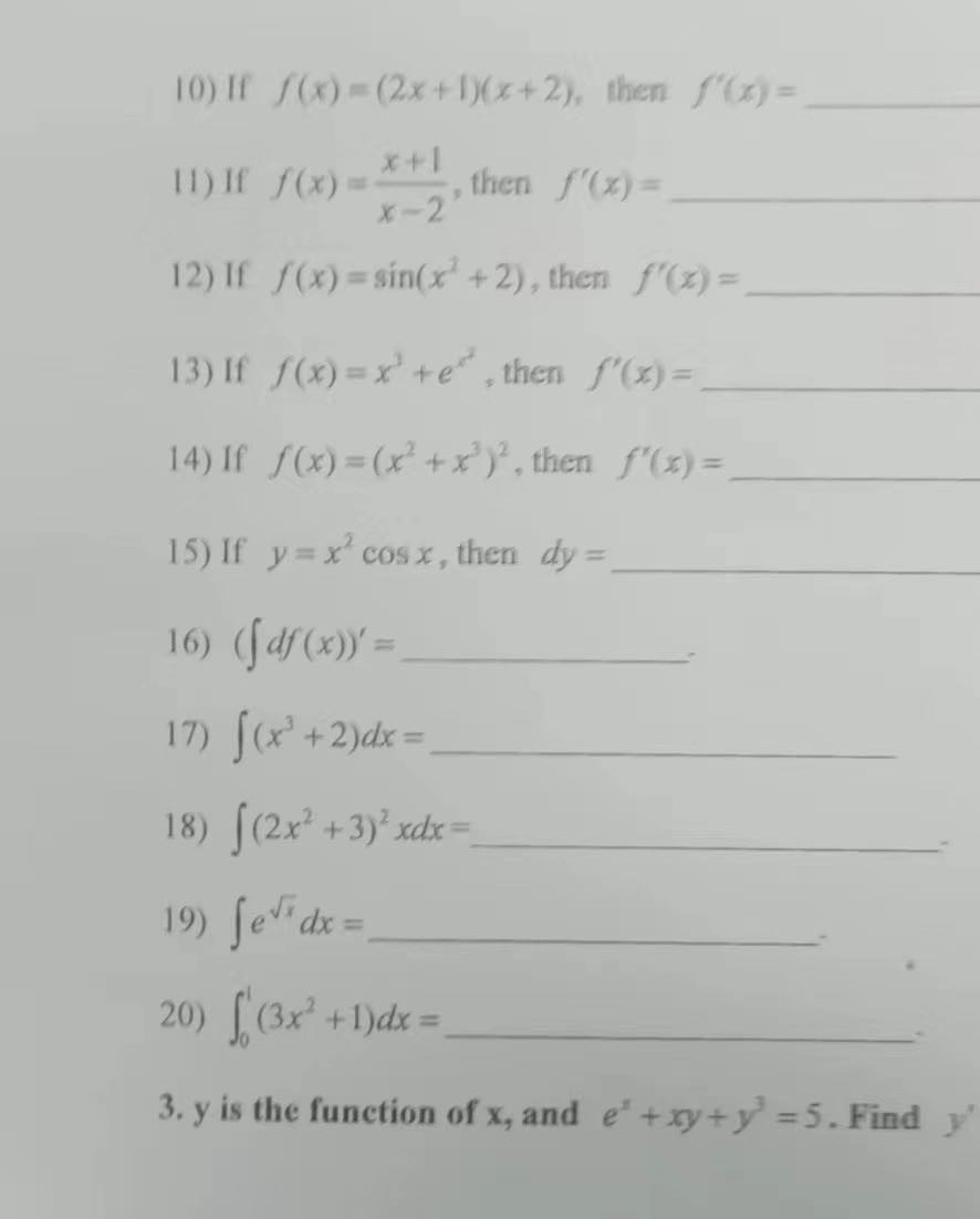 If f ( x ) = ( 2 x + 1 ) ( x + 2 ) , then f ' ( x