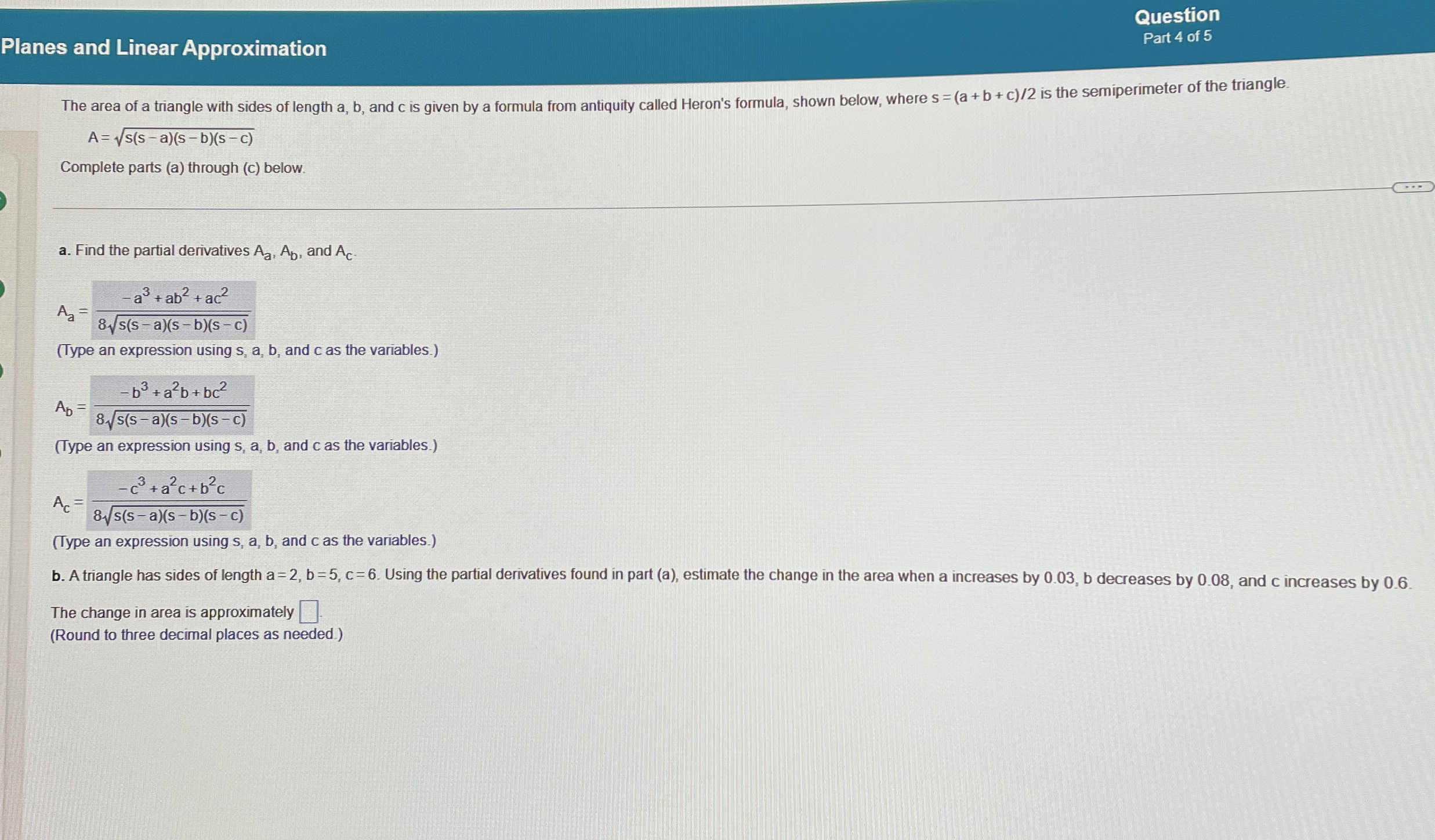 Question Planes and Linear Approximation Part 4