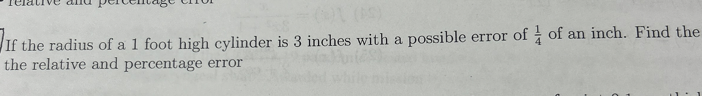 If the radius of a 1 foot high cylinder is 3
