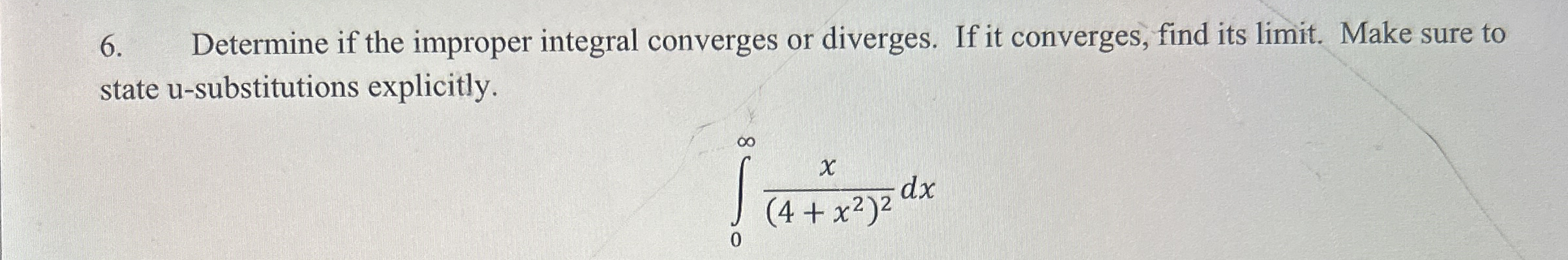 Determine if the improper integral converges or