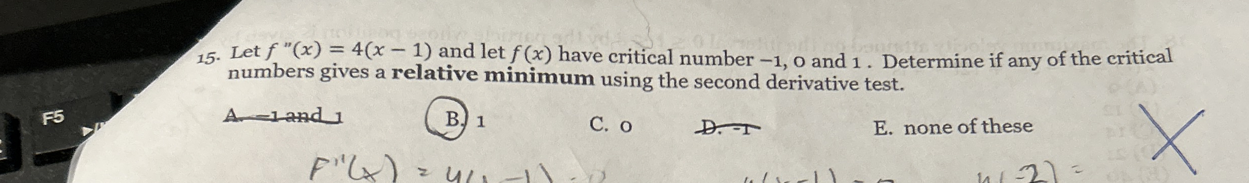 Let f " ( x ) = 4 ( x - 1 ) and let f ( x ) have