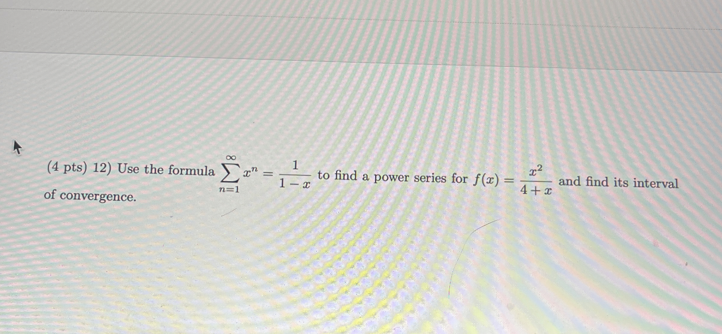 ( 4 pts ) 1 2 ) Use the formula n = 1 x n = 1 1 -