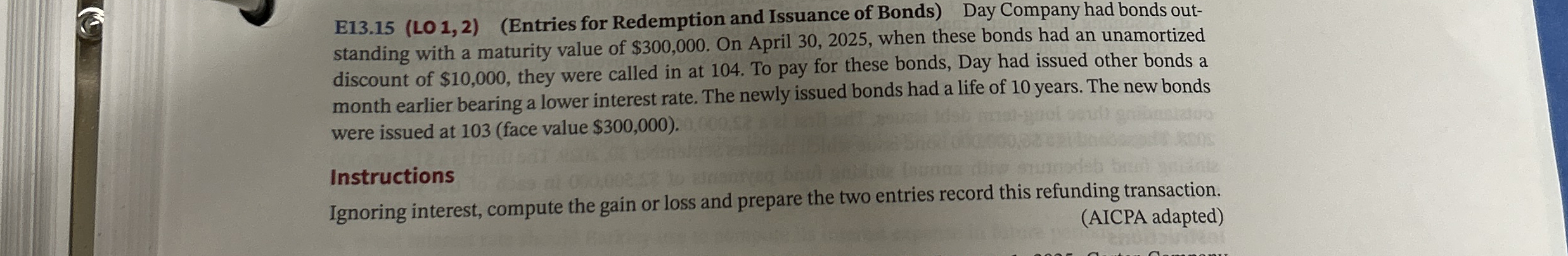 E 1 3 . 1 5 ( LO 1 , 2 ) ( Entries for Redemption