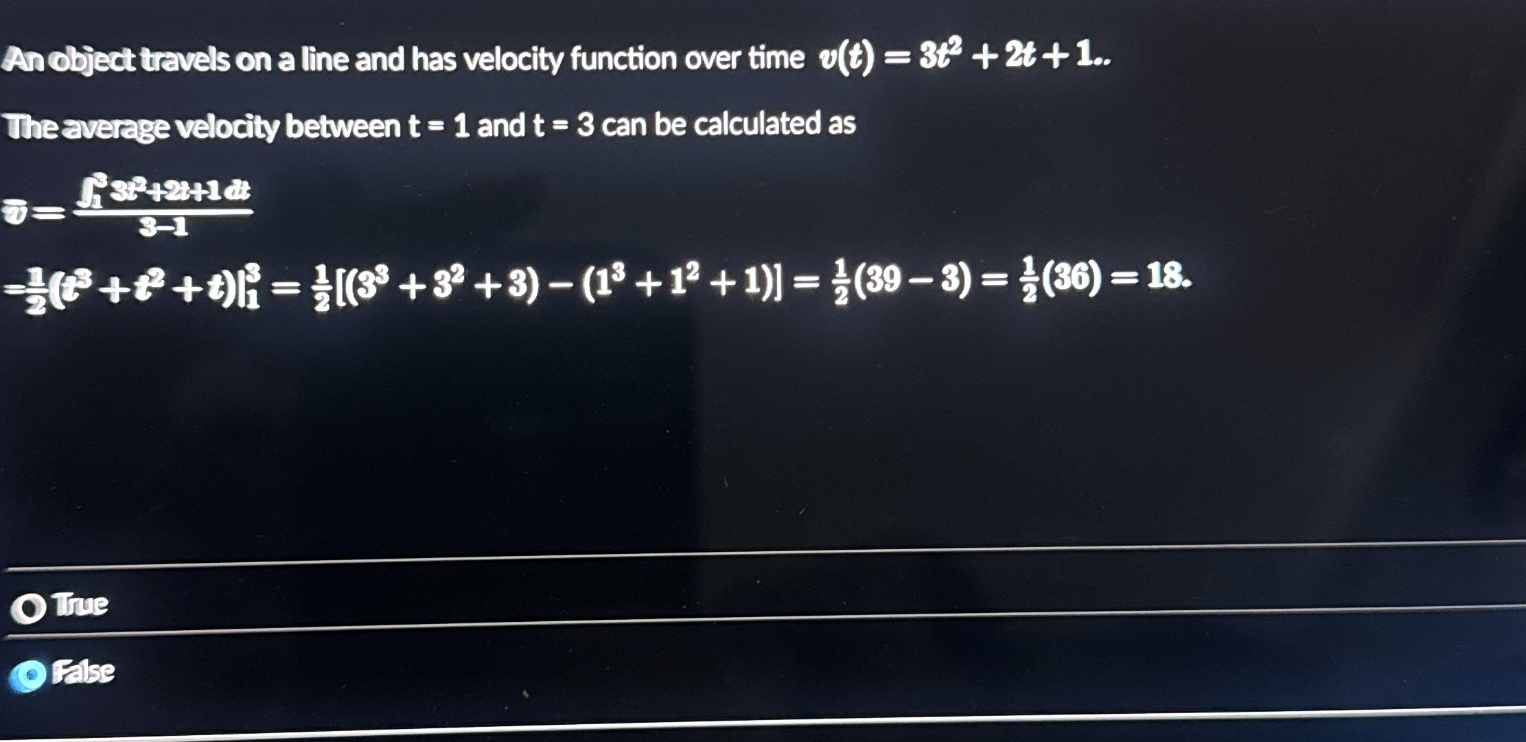 An object travels on a line and has velocity