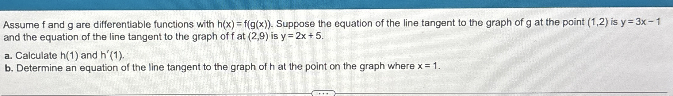 Assume f and g are differentiable functions with