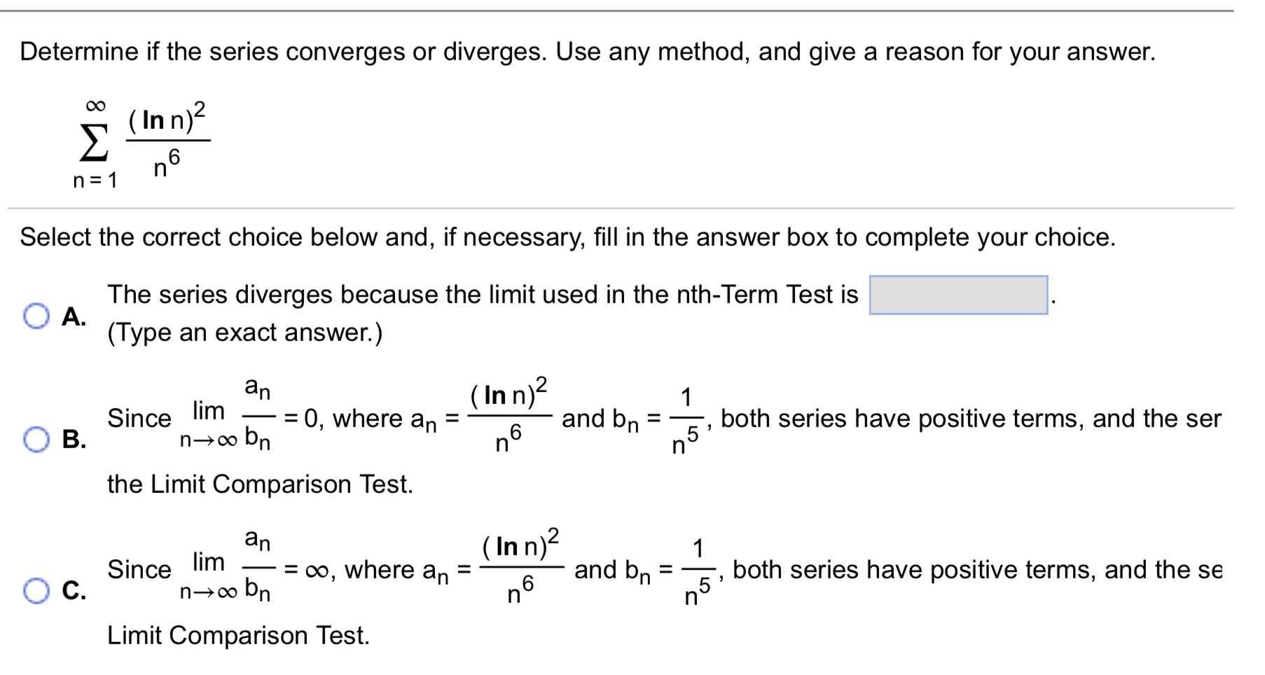 Determine if the series converges or diverges.