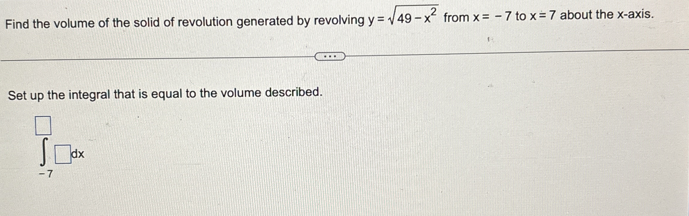 Find the volume of the solid of revolution