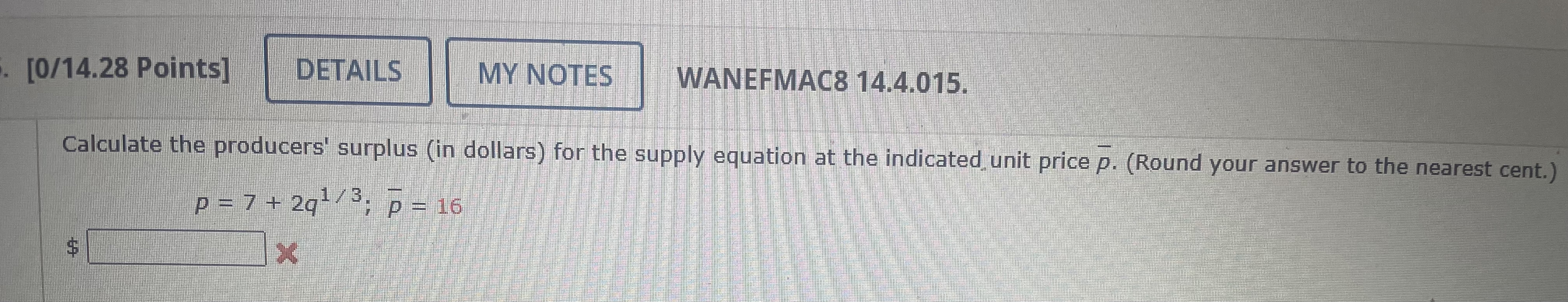[ 0 / 1 4 . 2 8 Points ] DETAILS MY NOTES