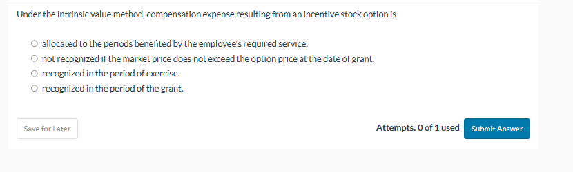 Under the intrinsic value method, compensation