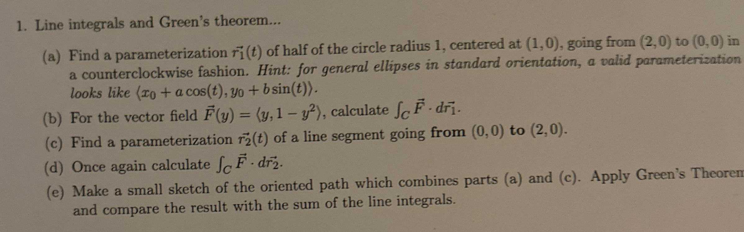 Line integrals and Green's theorem... ( a ) Find
