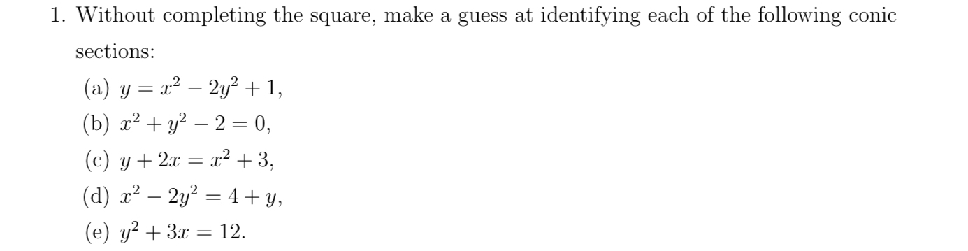 Without completing the square, make a guess at