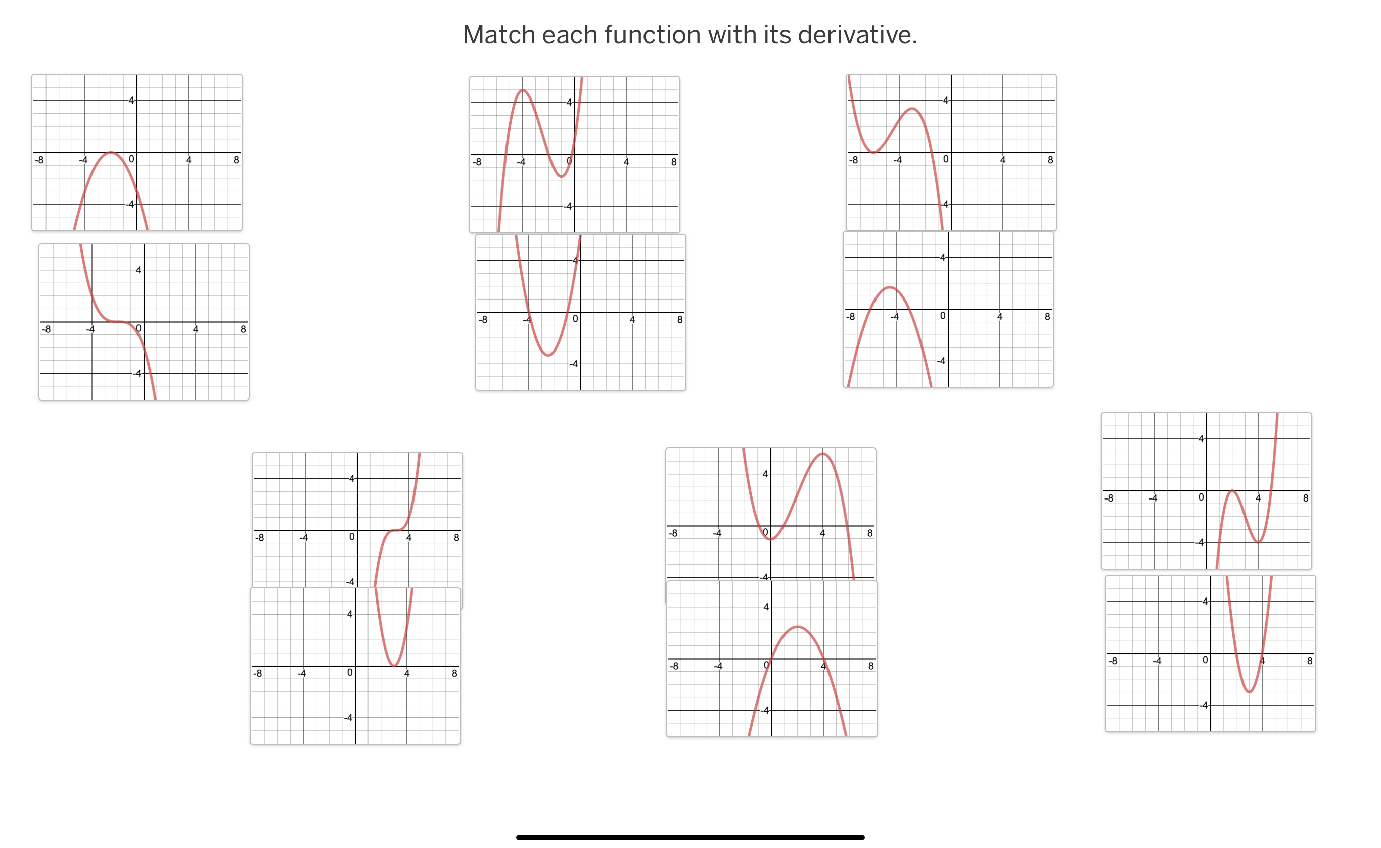 Match each function with its derivative.