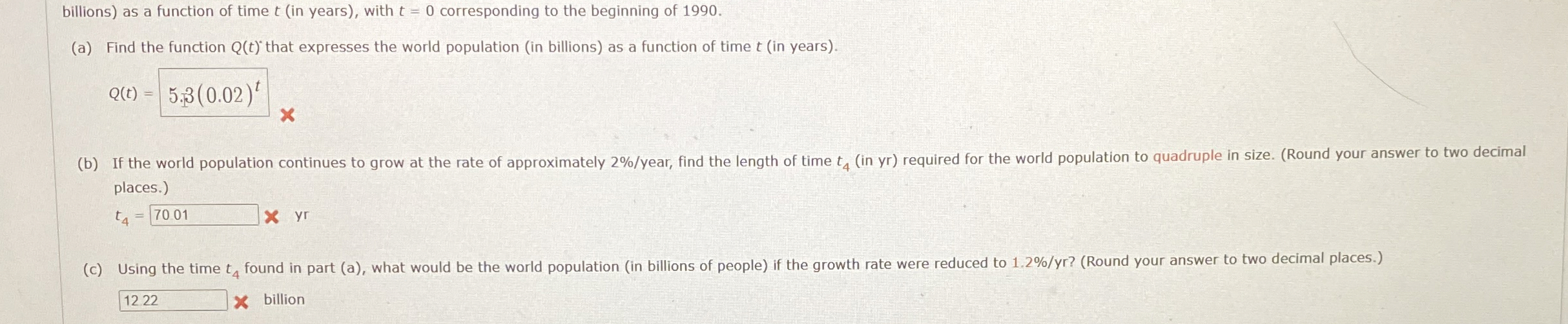 billions ) as a function of time t ( in years ) ,