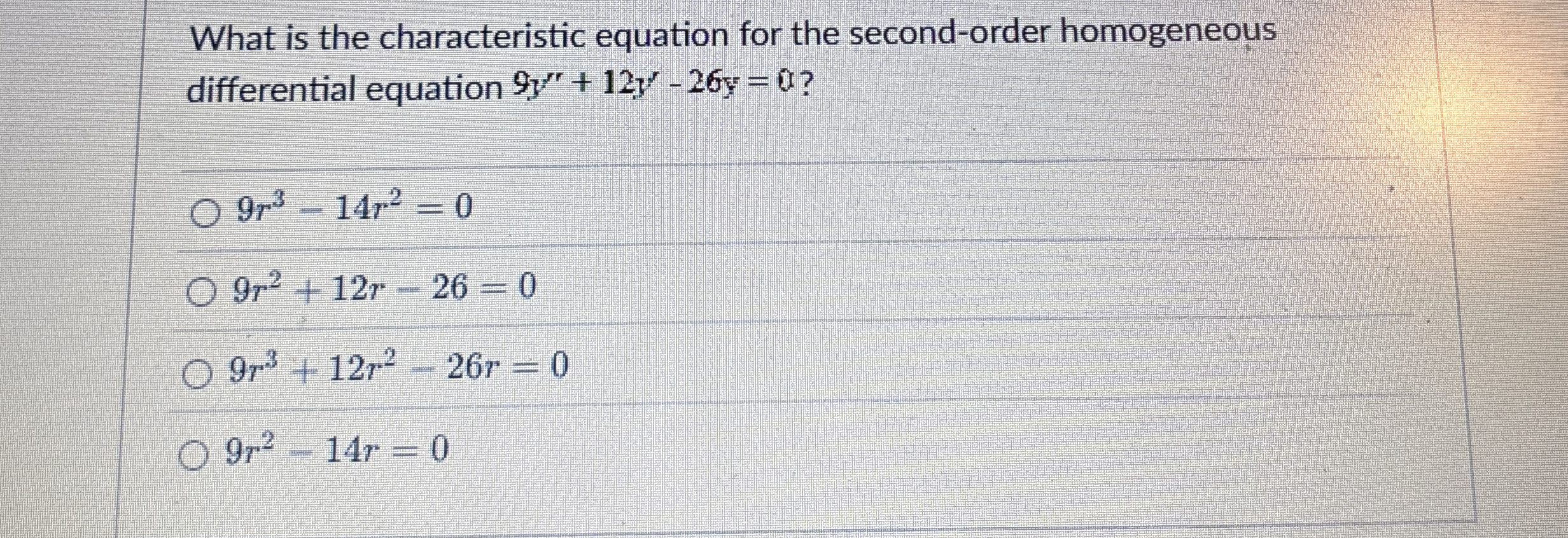 What is the characteristic equation for the