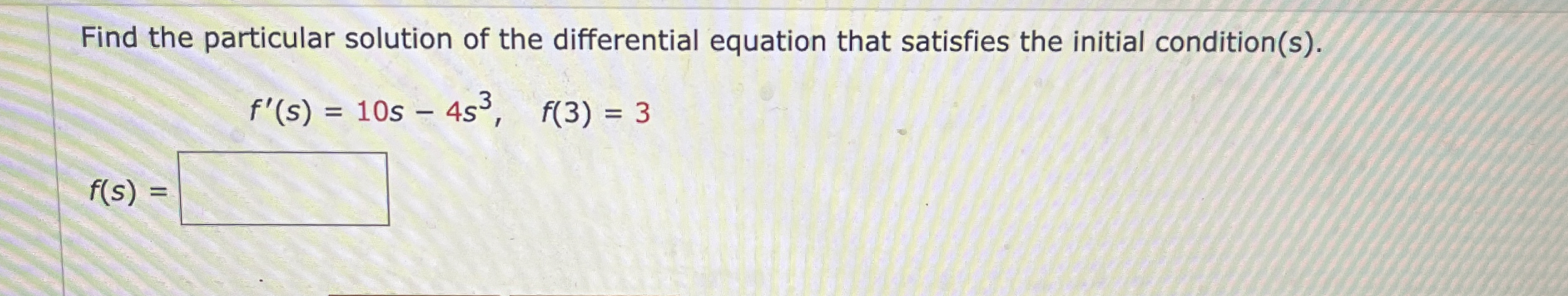 Find the particular solution of the differential