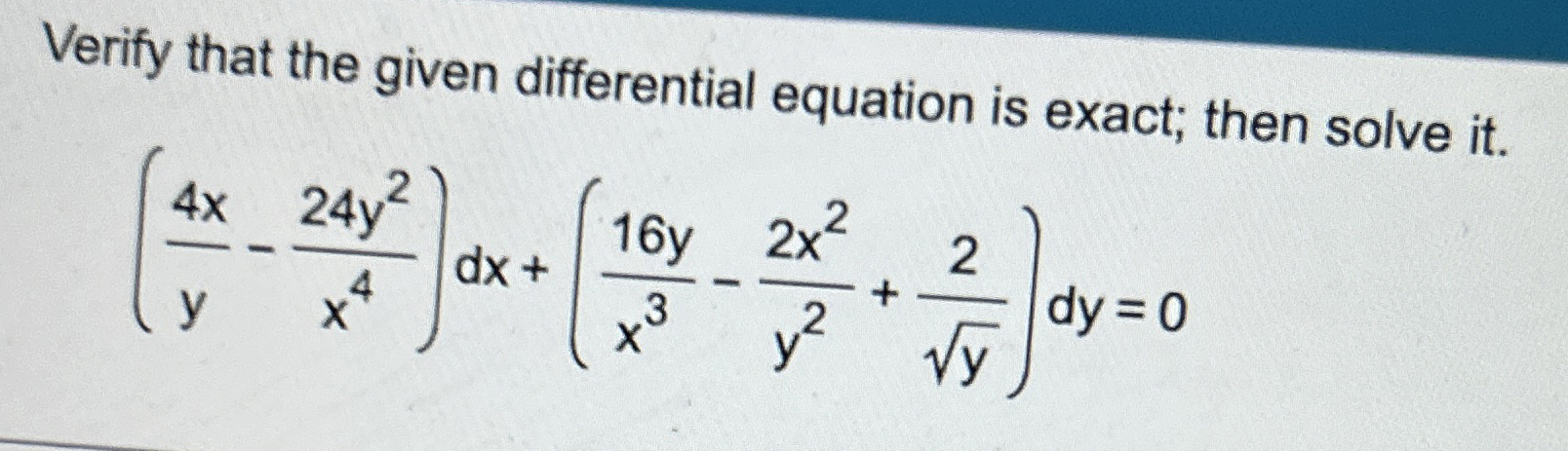 Verify that the given differential equation is