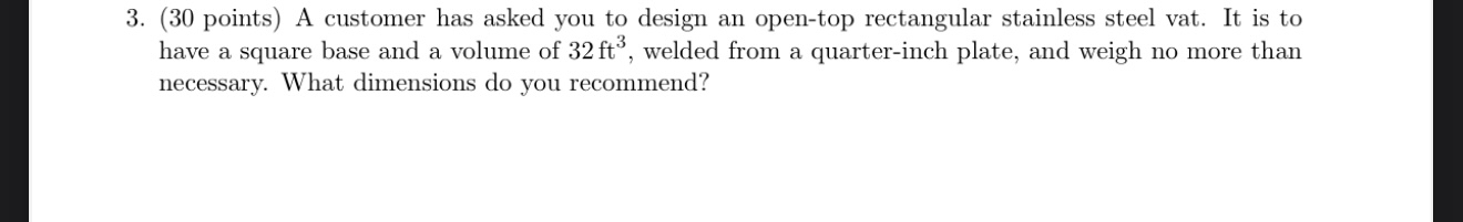 ( 3 0 points ) A customer has asked you to design