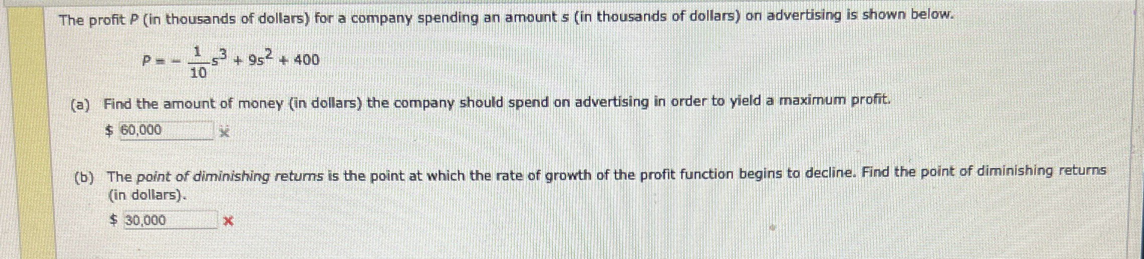 The profit P ( in thousands of dollars ) for a