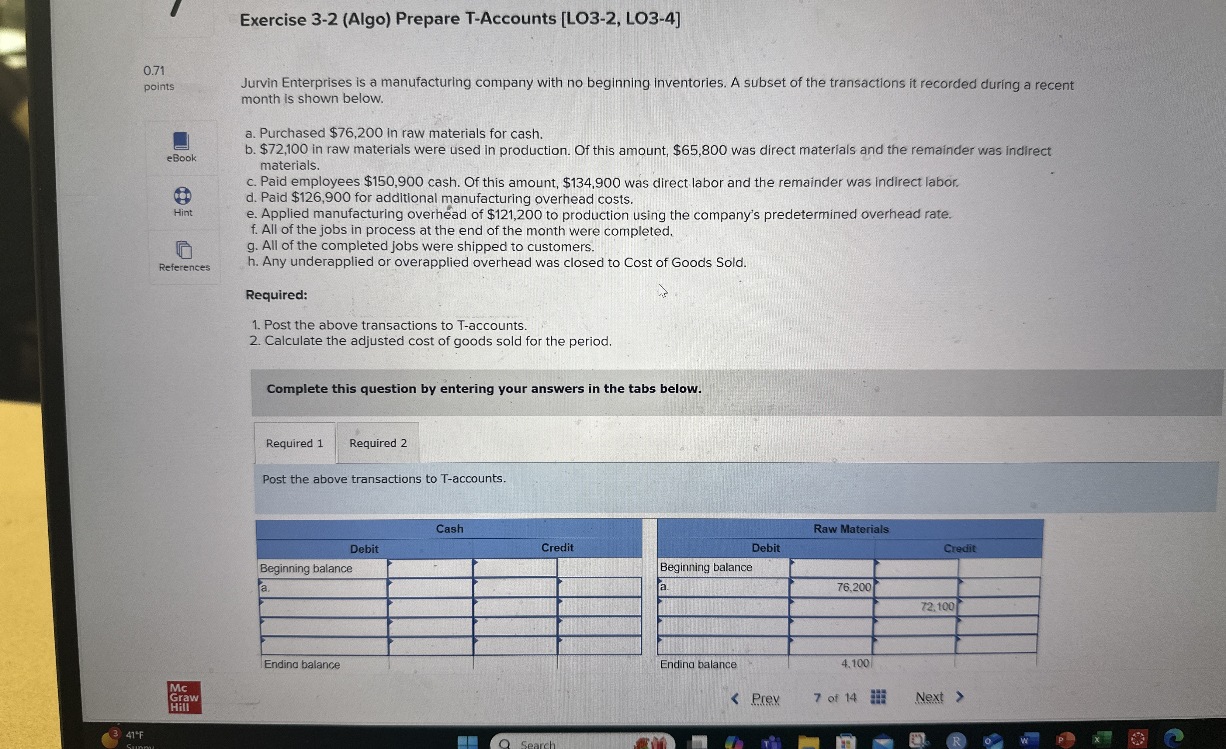 Exercise 3 - 2 ( Algo ) Prepare T - Accounts [ LO