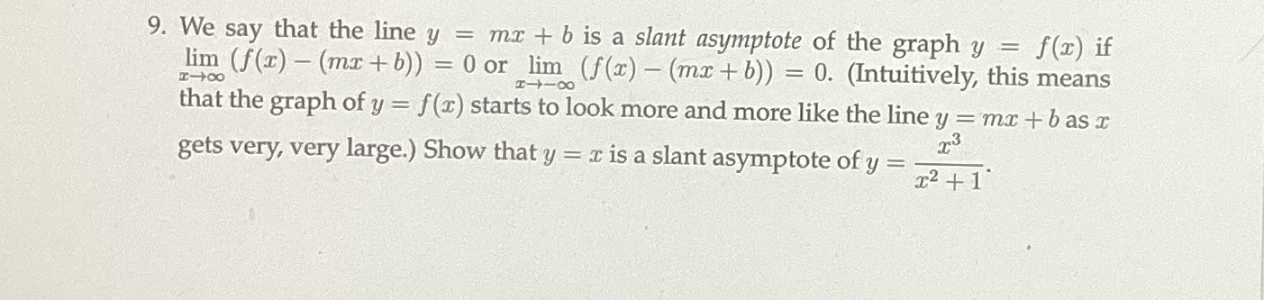 We say that the line y = m x + b is a slant