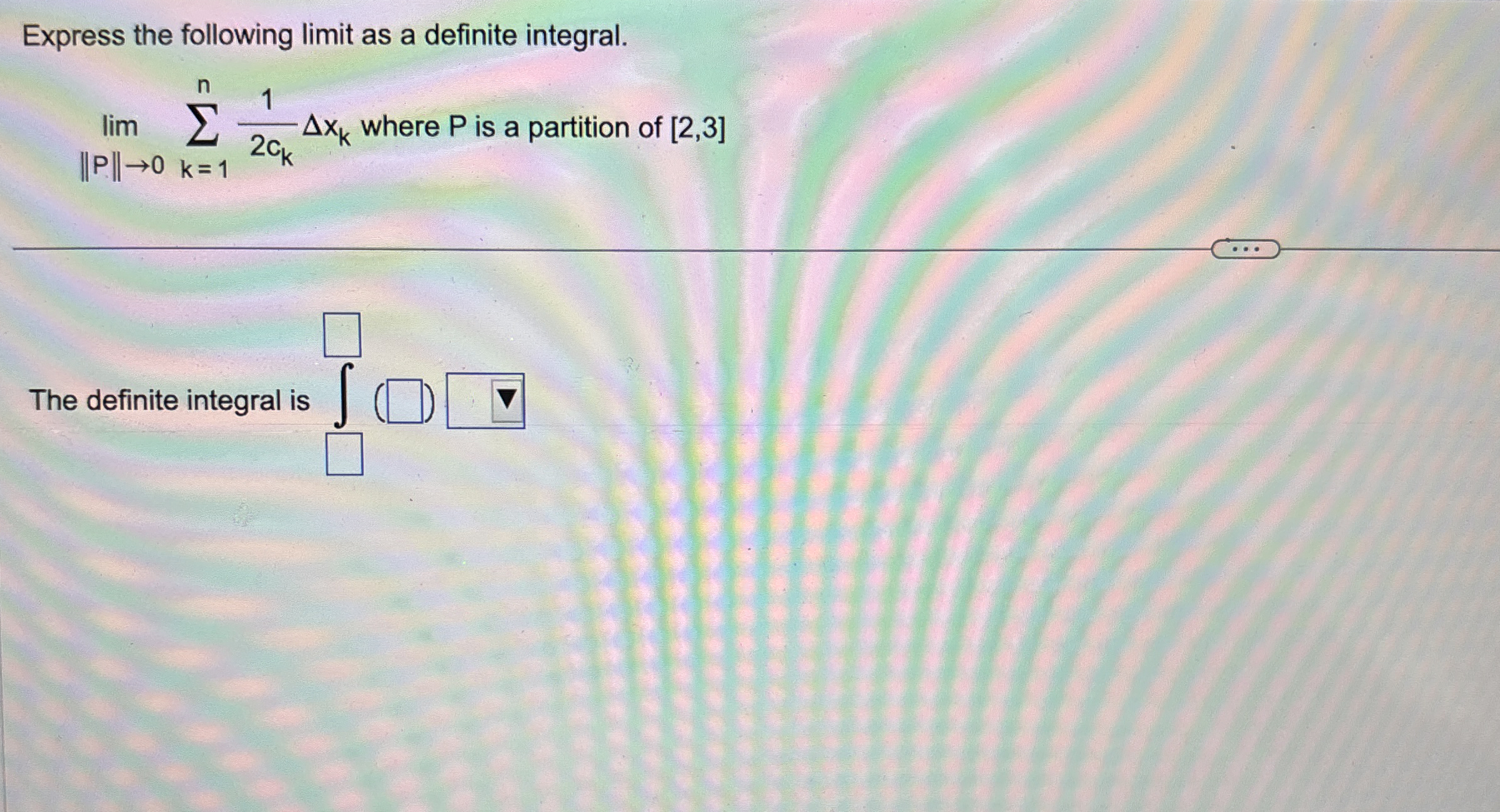 Express the following limit as a definite
