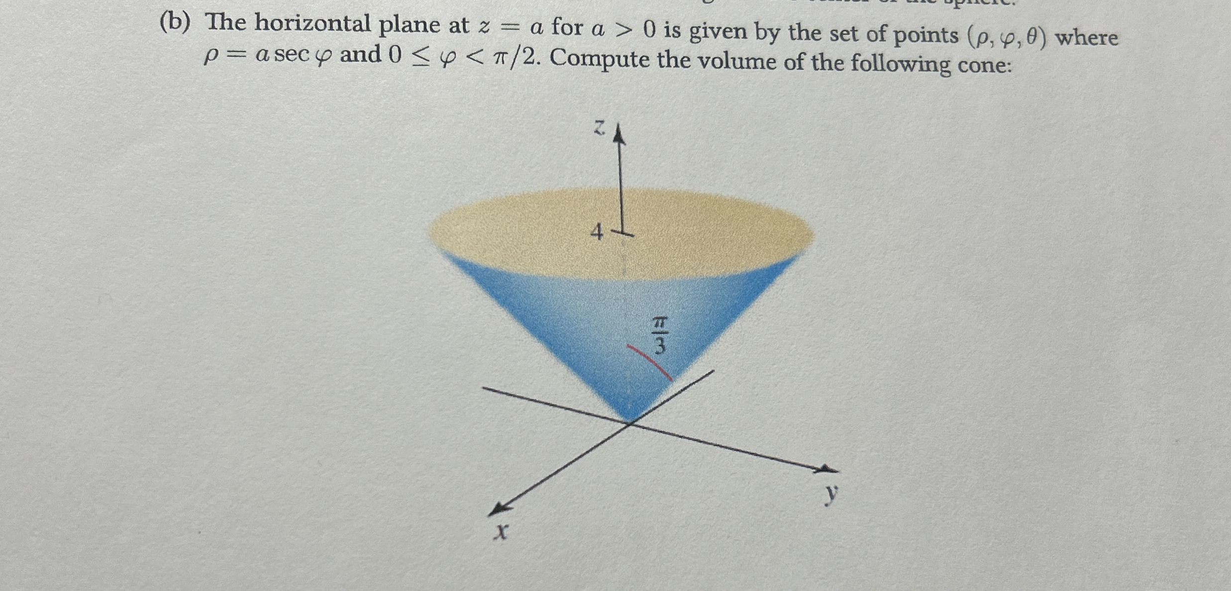 ( b ) The horizontal plane at z = a for a  style=