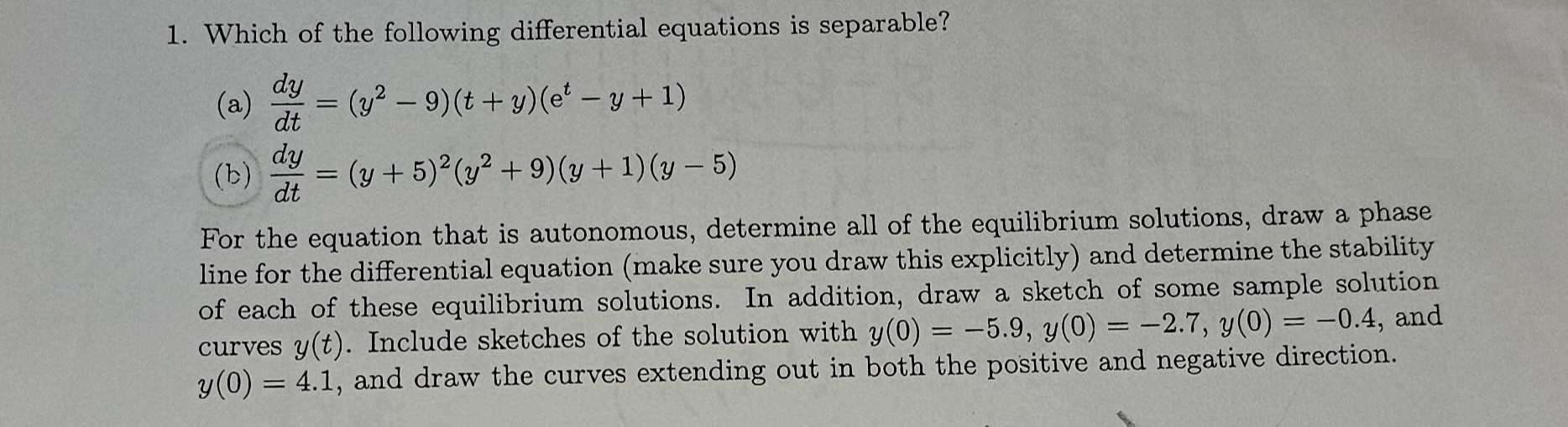 Which of the following differential equations is